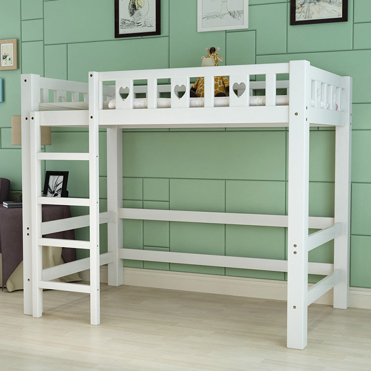 White Loft Bed Scandinavian Solid Wood High Loft Open-Frame Kids Bed