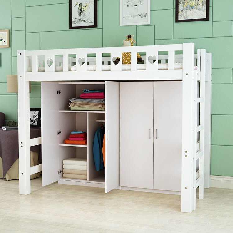 White Loft Bed Scandinavian Solid Wood High Loft Open-Frame Kids Bed