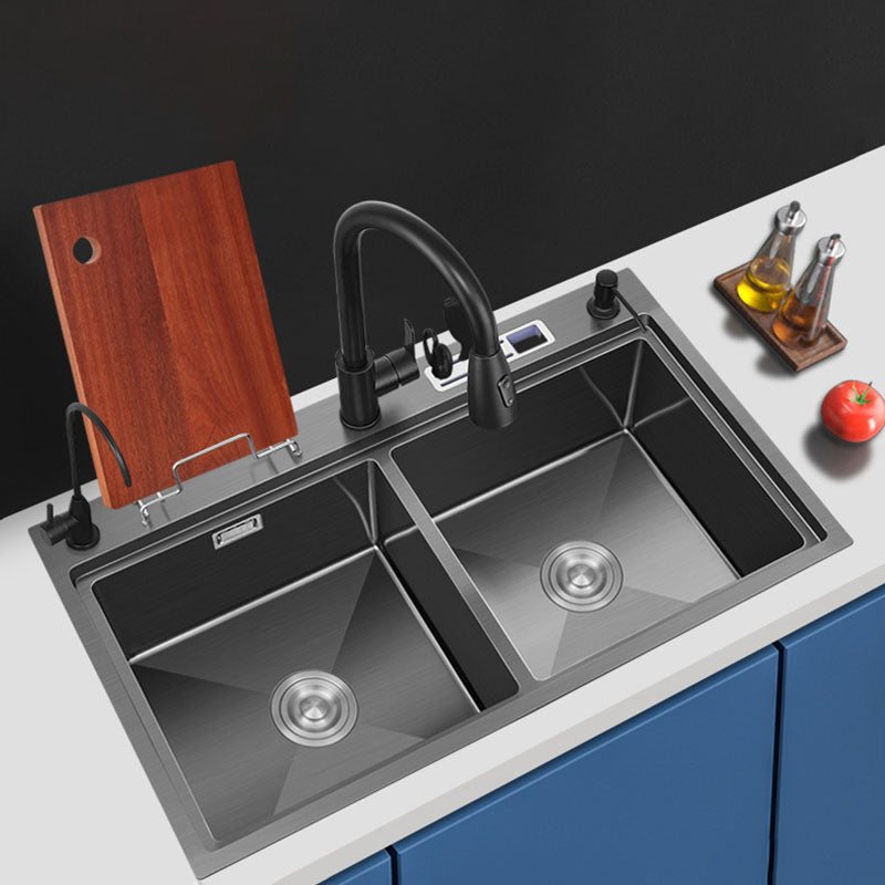 Stainless Steel Kitchen Sink Drop-In Double Bowl Kitchen Sink