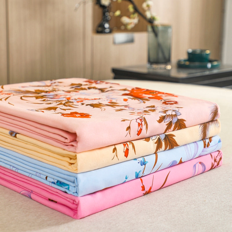 Sheet Sets Cotton Floral Printed Wrinkle Resistant Super Soft Breathable Bed Sheet Set