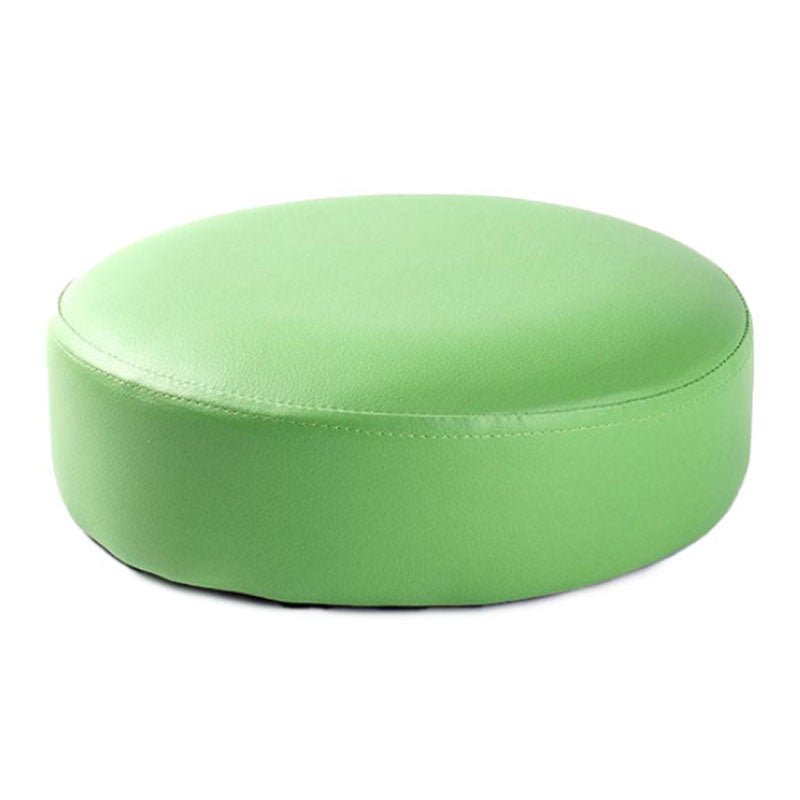 Modern Pouf Ottoman Faux Leather Upholstered Solid Color Round Ottoman with Wheels