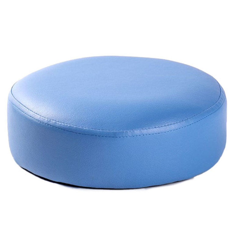 Modern Pouf Ottoman Faux Leather Upholstered Solid Color Round Ottoman with Wheels