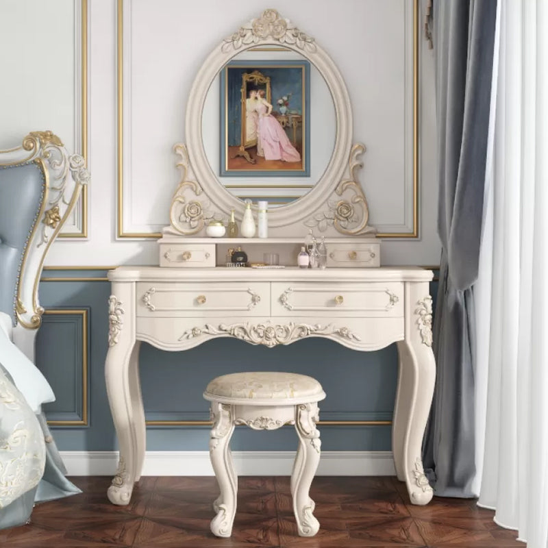 Victorian Bedroom Makeup Vanity Desk Table White Vanity Dressing Table with Drawer