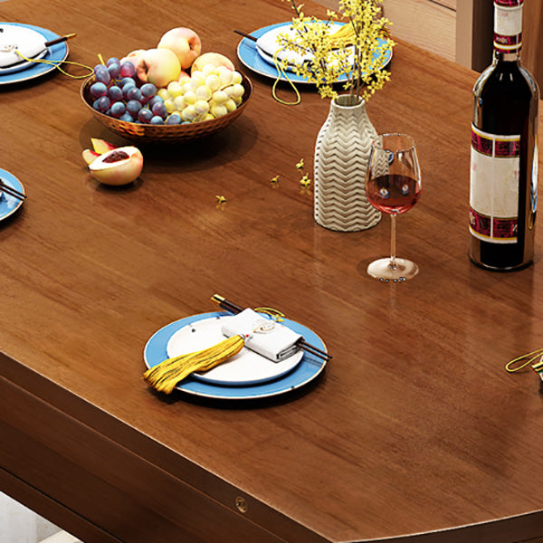 Traditional Wood Scalable Dining Table Rubber Base for Dining Room