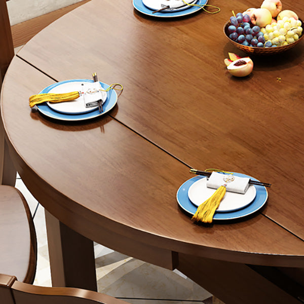 Traditional Wood Scalable Dining Table Rubber Base for Dining Room