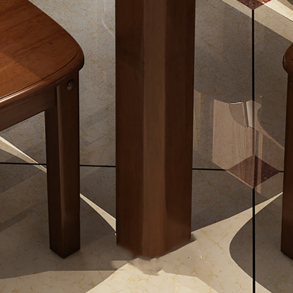 Traditional Wood Scalable Dining Table Rubber Base for Dining Room