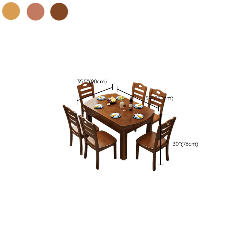 Traditional Wood Scalable Dining Table Rubber Base for Dining Room