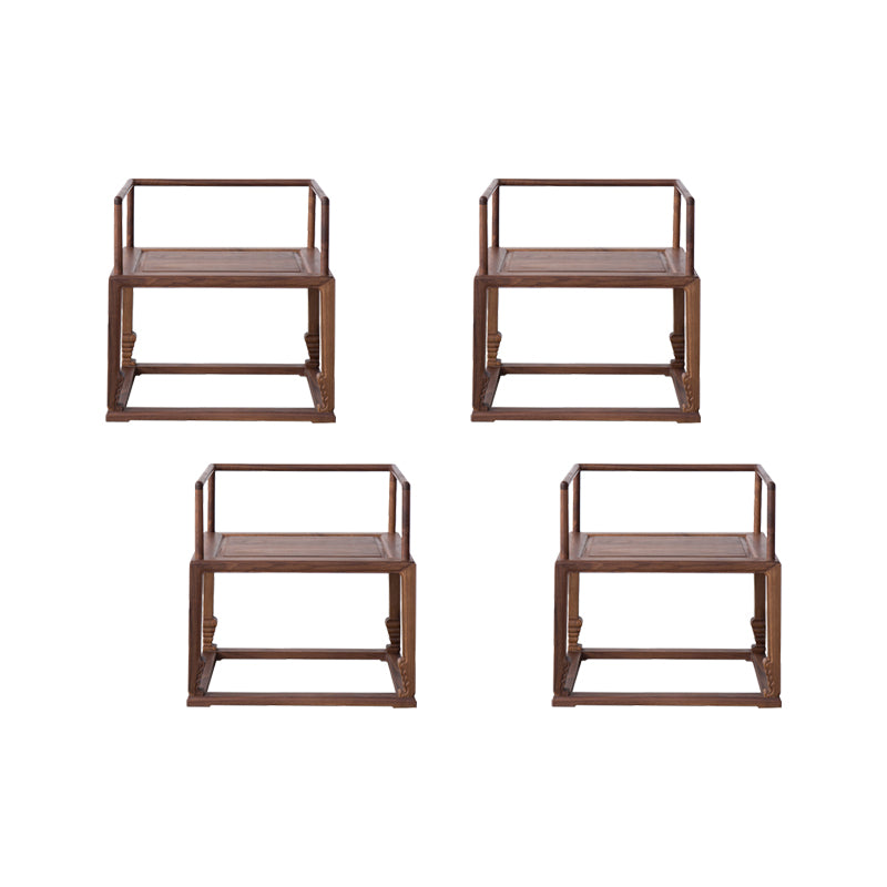 Traditional Style Dining Chair Wooden Open Back Arm Chair for Home