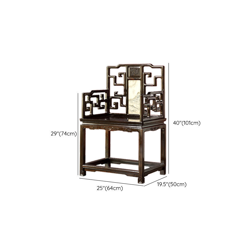 Indoor Deep Brown Dining Arm Chair Solid Wood Dining Chair for Home