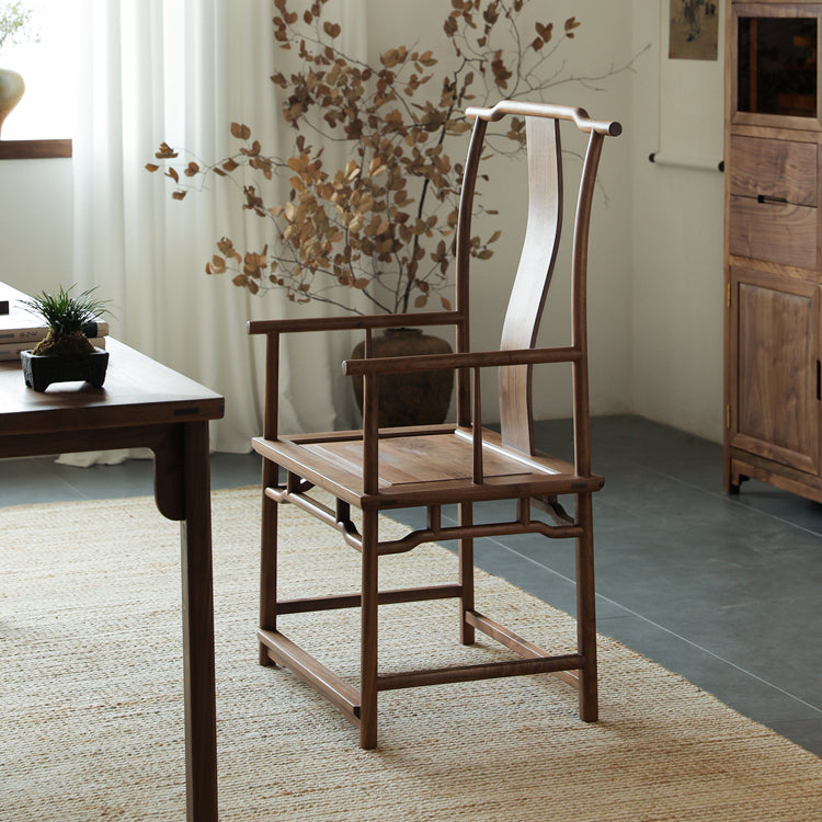 Solid Wood Dining Chair Traditional High Back Dining Chair with Cushion