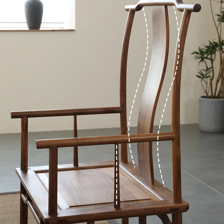 Solid Wood Dining Chair Traditional High Back Dining Chair with Cushion