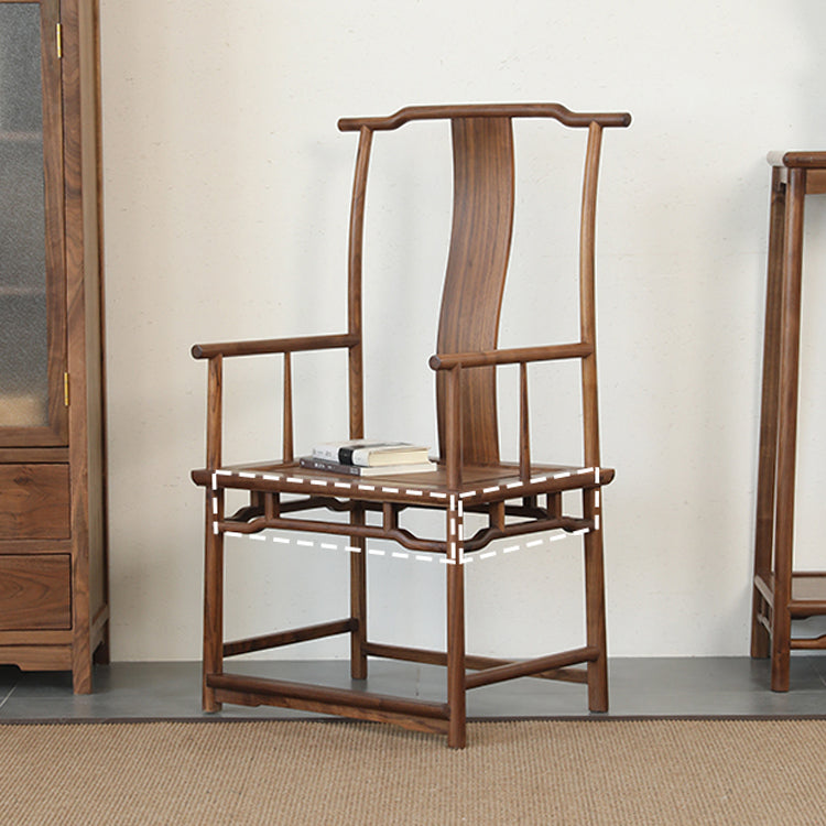 Solid Wood Dining Chair Traditional High Back Dining Chair with Cushion