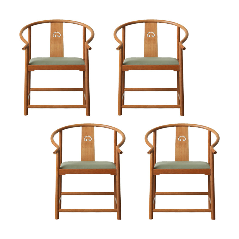 Traditional Kitchen Dining Chair Solid Wood Arm Chair with Cushion