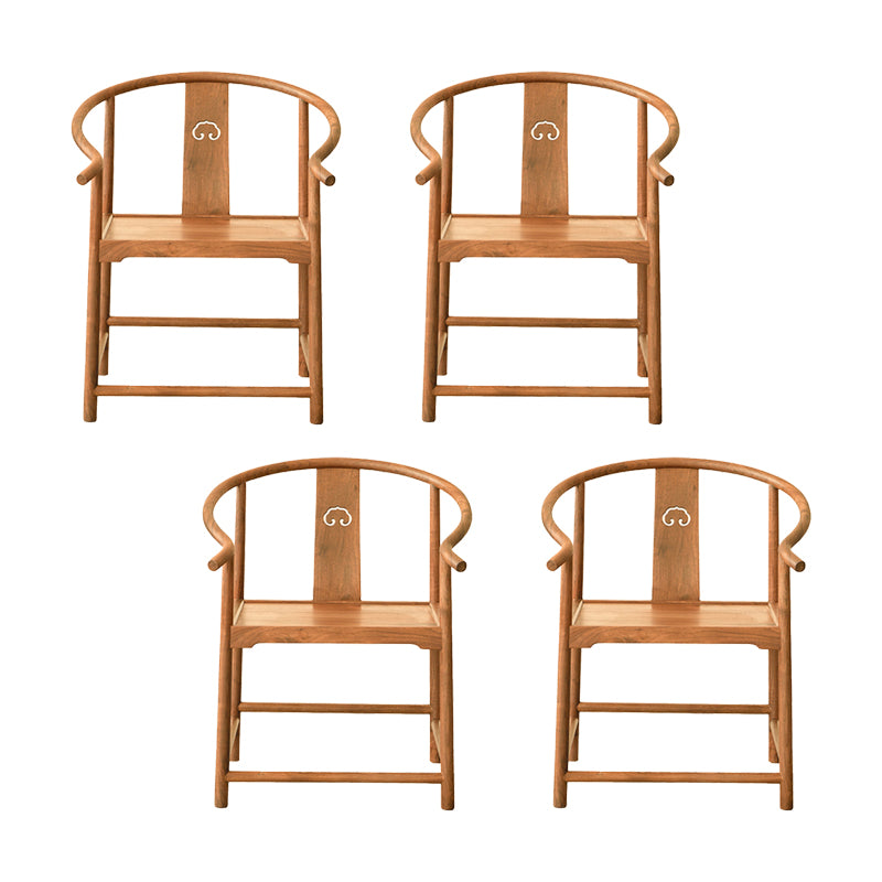 Traditional Kitchen Dining Chair Solid Wood Arm Chair with Cushion