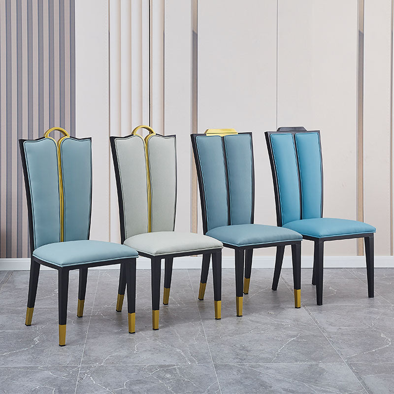 Faux Leather Dining Chairs Glam Style High Back Dining Chairs