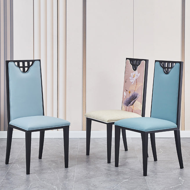Faux Leather Dining Chairs Glam Style High Back Dining Chairs