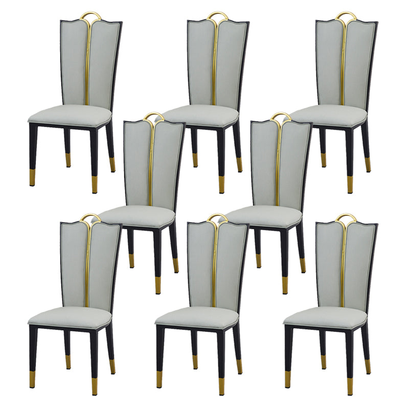 Faux Leather Dining Chairs Glam Style High Back Dining Chairs