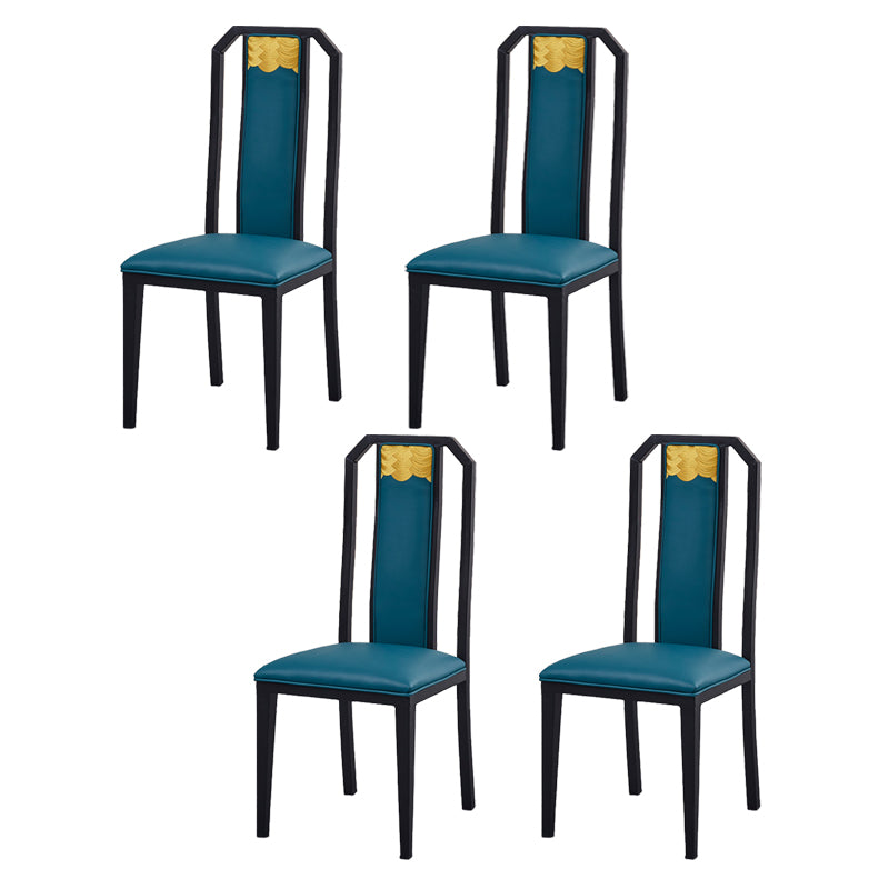 Faux Leather Dining Chairs Glam Style High Back Dining Chairs