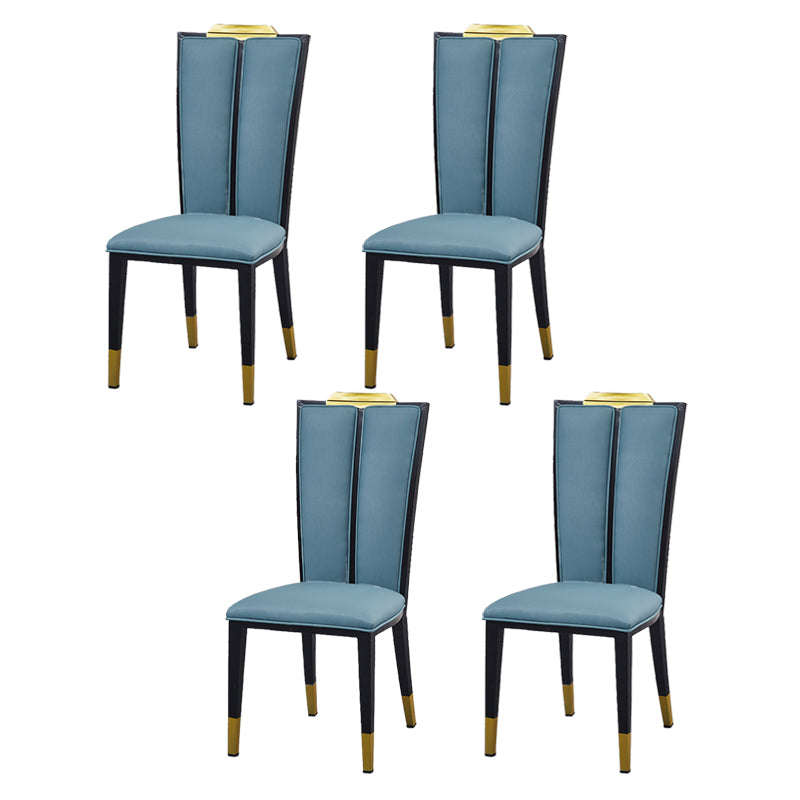 Faux Leather Dining Chairs Glam Style High Back Dining Chairs