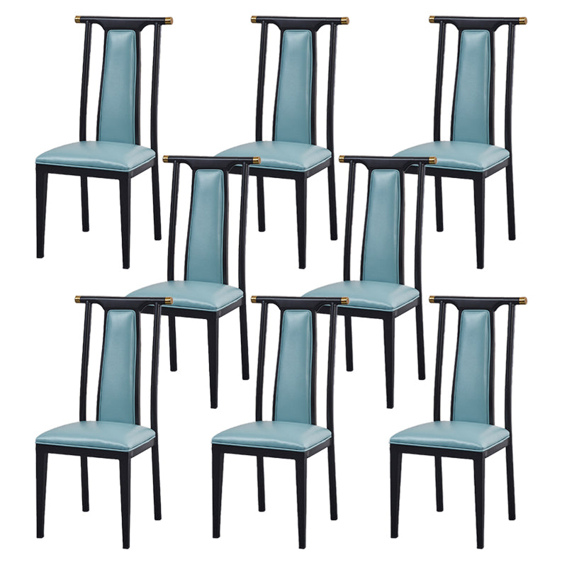 Faux Leather Dining Chairs Glam Style High Back Dining Chairs