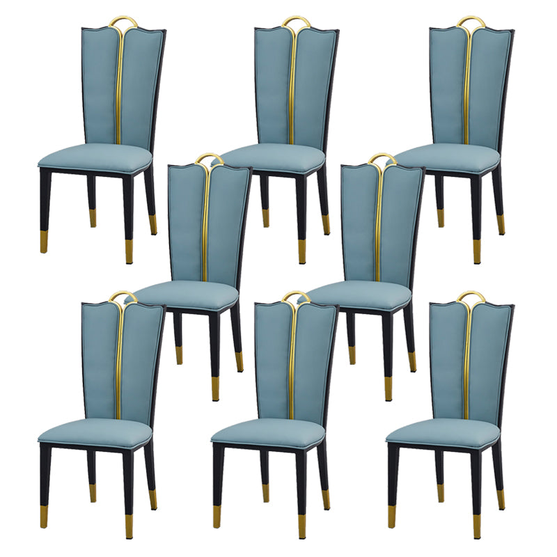 Faux Leather Dining Chairs Glam Style High Back Dining Chairs