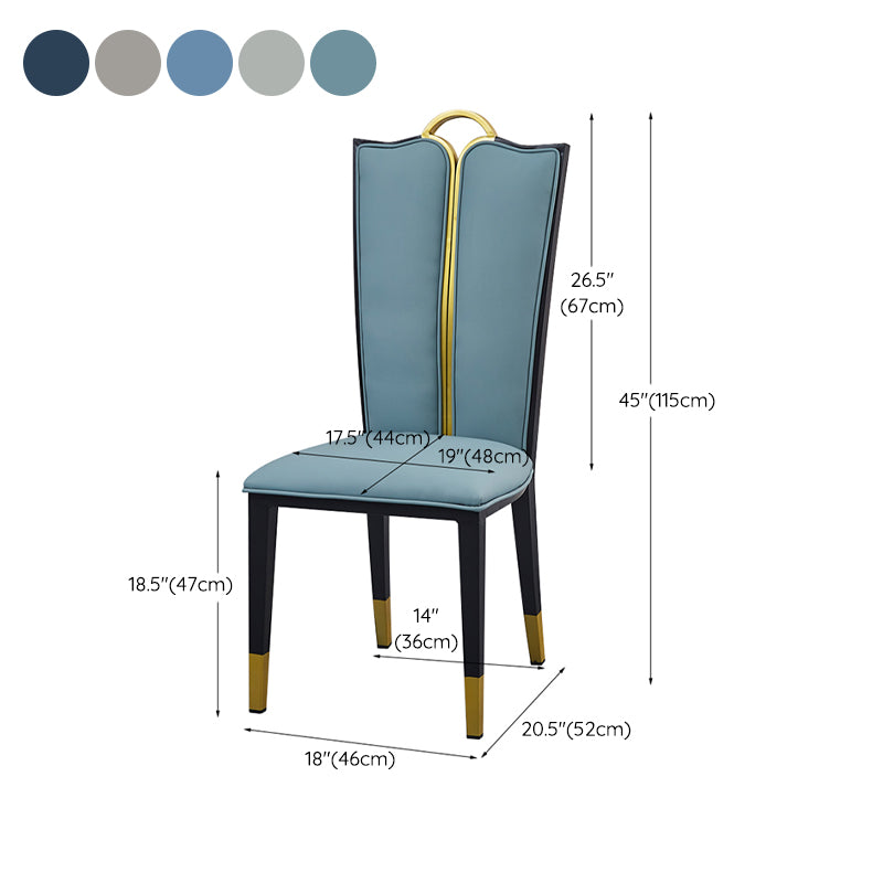Faux Leather Dining Chairs Glam Style High Back Dining Chairs