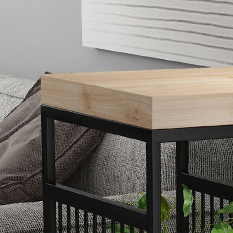 Double Pedestal Bar Pub Table Set 3 Pcs Solid Wood and Iron Bar Table and Stools