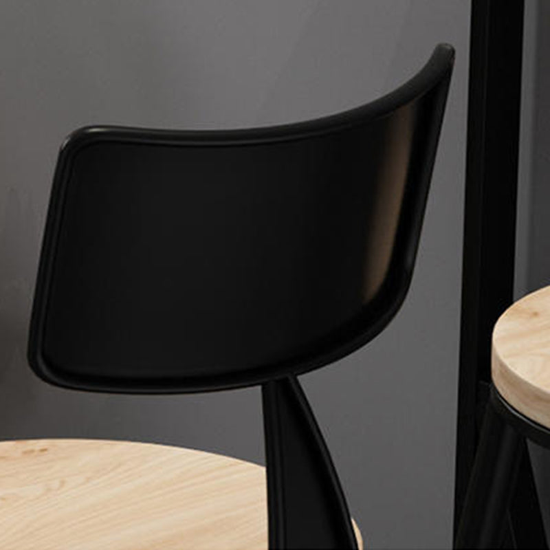 Double Pedestal Bar Pub Table Set 3 Pcs Solid Wood and Iron Bar Table and Stools