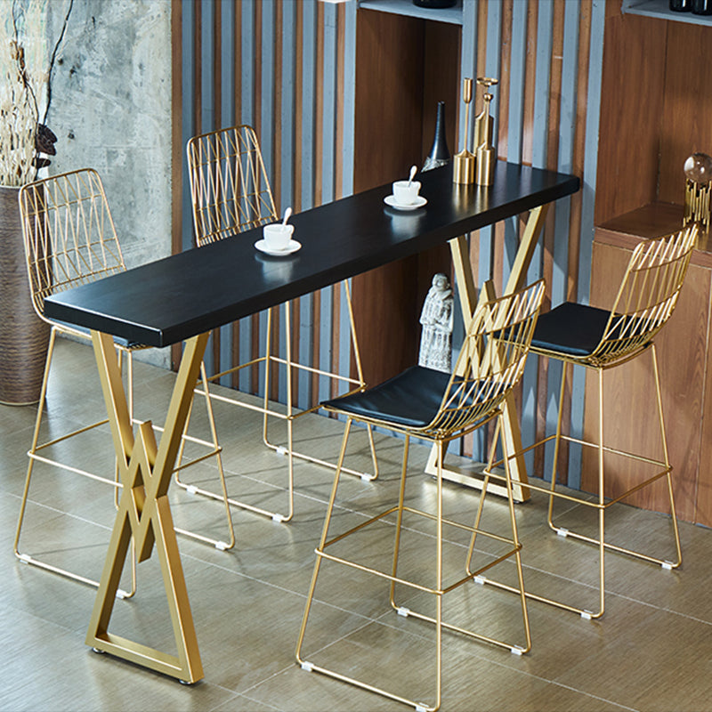 Modern Style Solid Wood Bar Table Set 1/2/5 Pcs Rectangular Pub Set for Indoor