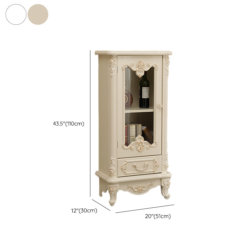 Traditional Display Stand Glass Doors Solid Wood Storage Cabinet for Dining Room