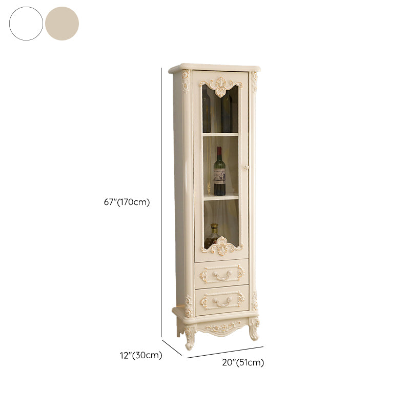Traditional Display Stand Glass Doors Solid Wood Storage Cabinet for Dining Room