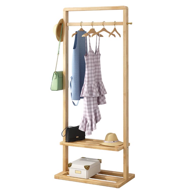 Contemporary Bedroom Wardrobe Solid Wood Shelves Storage Armoire for Home