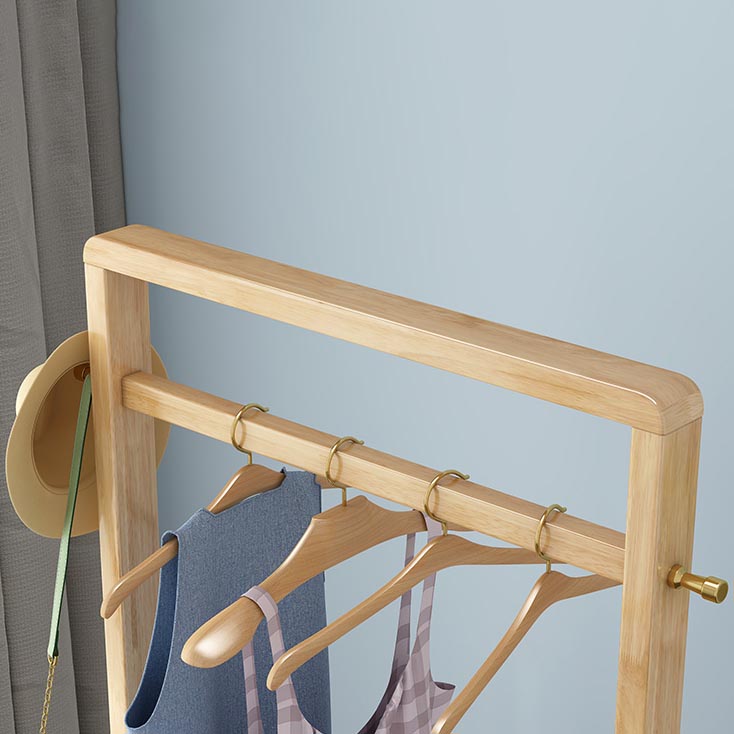 Contemporary Bedroom Wardrobe Solid Wood Shelves Storage Armoire for Home