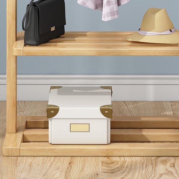 Contemporary Bedroom Wardrobe Solid Wood Shelves Storage Armoire for Home