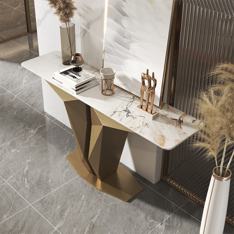 Rectangle Shape Contemporary Console Table Gold Stone Console Sofa Table