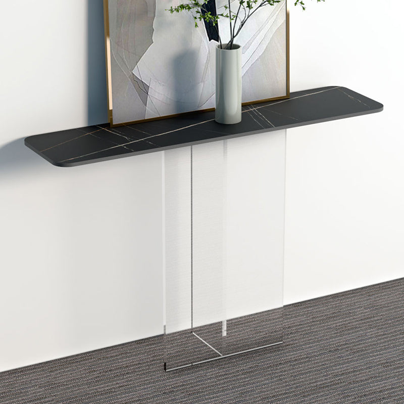 Rectangle Shape Contemporary Console Table Gold/Black Stone Console Sofa Table