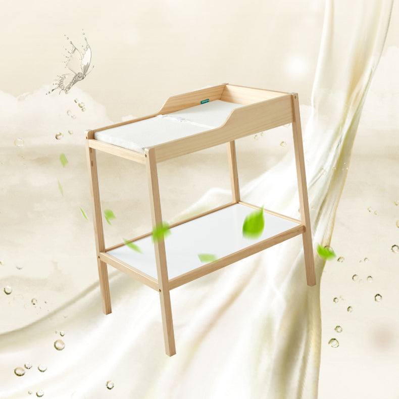 Wooden Baby Changing Table Flat Top Changing Table with Safety Rails