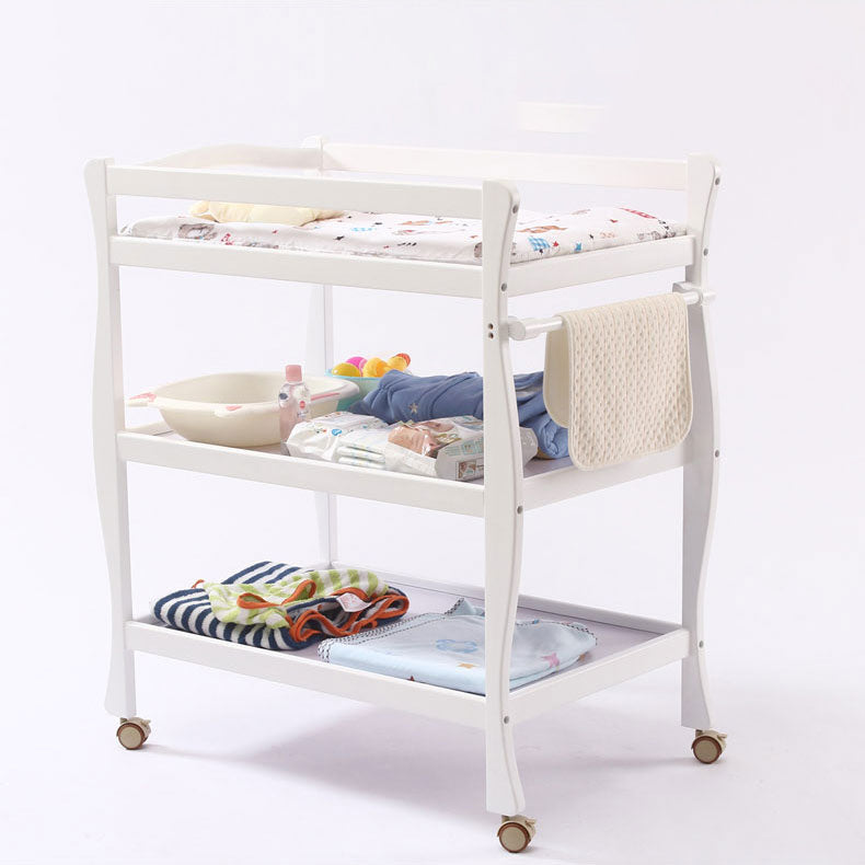 Wooden Baby Changing Table Safety Rails Changing Table with Storage