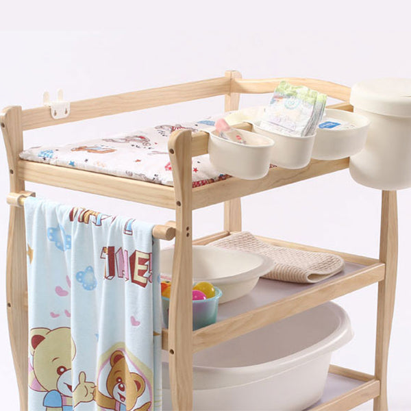 Wooden Baby Changing Table Safety Rails Changing Table with Storage