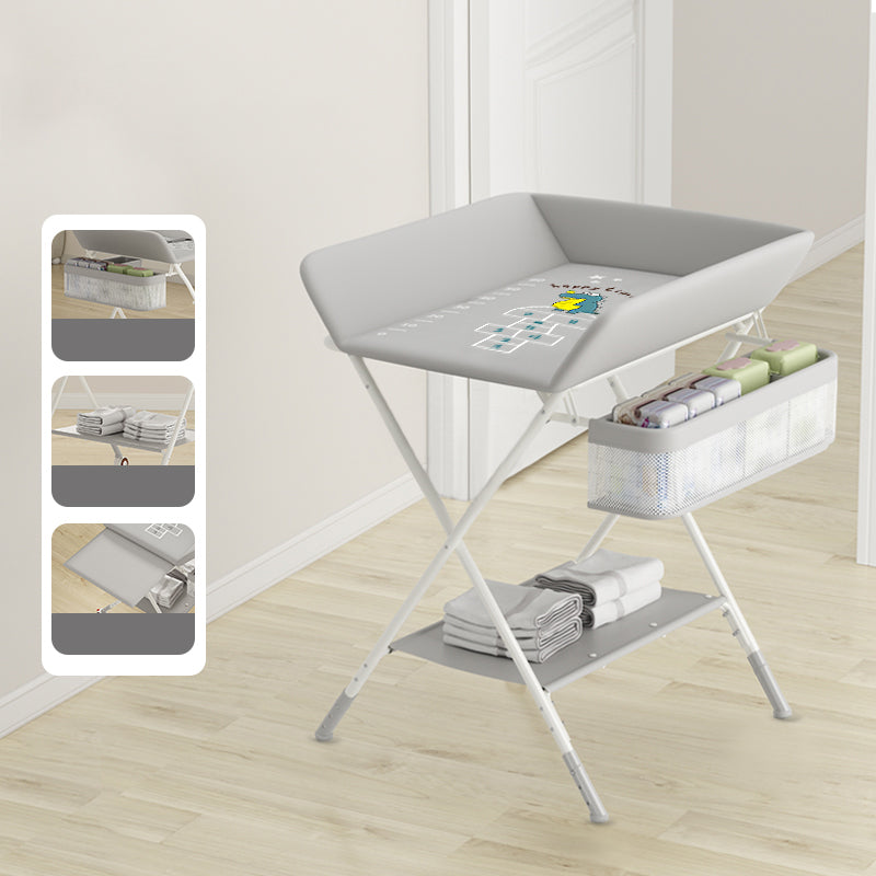 Modern Folding Baby Changing Table Metal Flat Top Changing Table