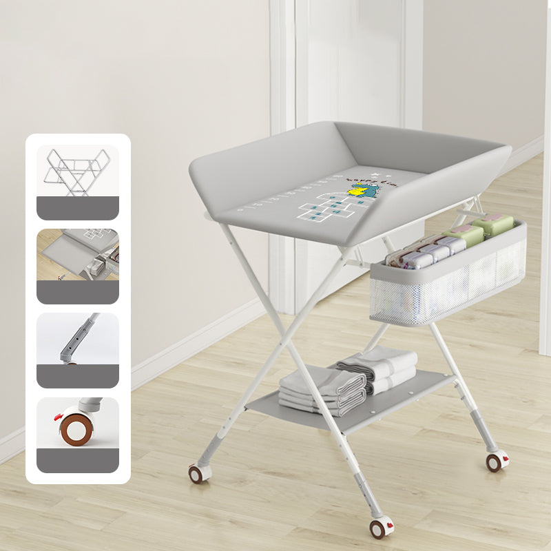 Modern Folding Baby Changing Table Metal Flat Top Changing Table