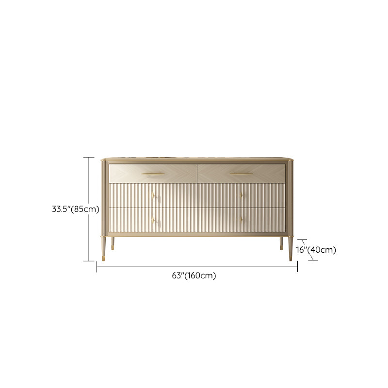 Wooden Storage Chest Dresser Glam Storage Chest with 6 Drawers