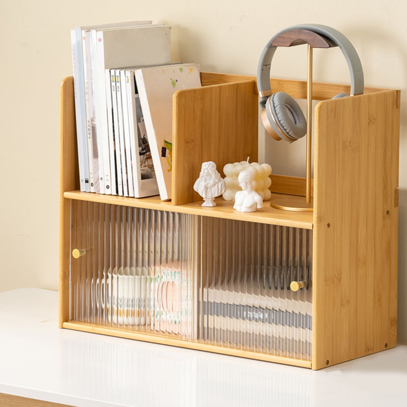 Closed Back Vertical Bookshelf Contemporary Wood Bookcase with Cabinets