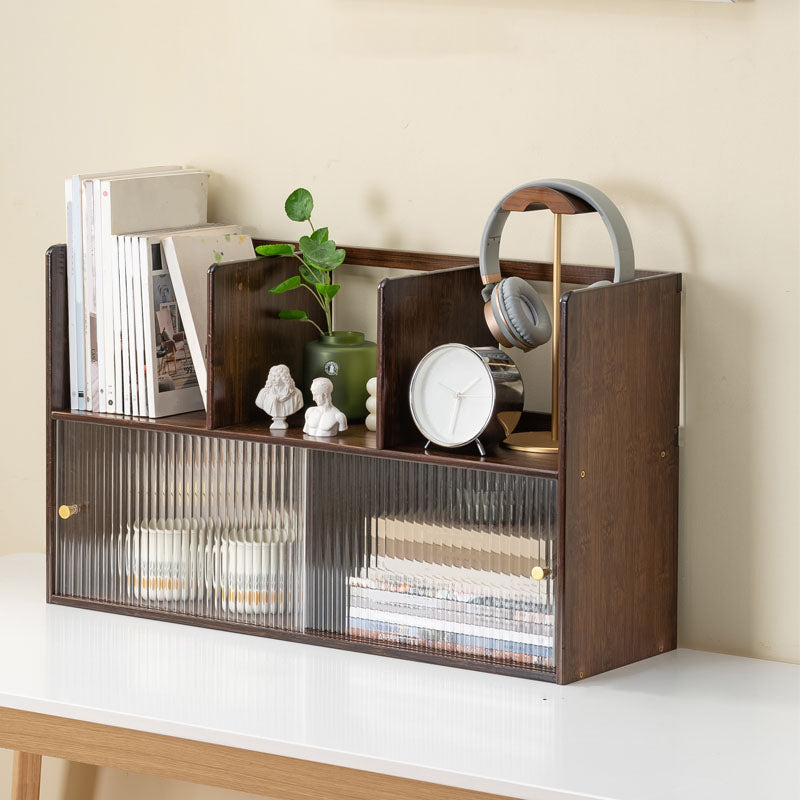 Closed Back Vertical Bookshelf Contemporary Wood Bookcase with Cabinets