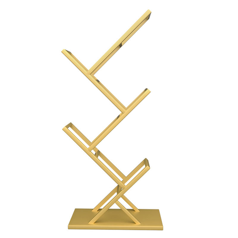 4 Shelves Contemporary Etagere Bookcase Open Back Metal Bookshelf