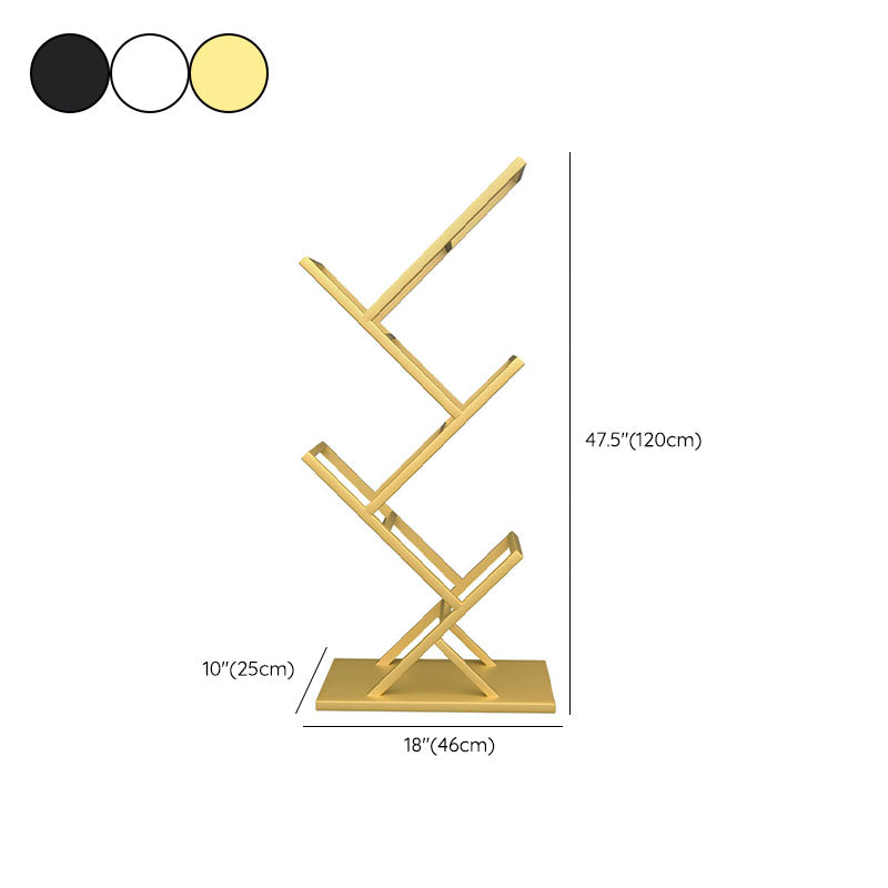 4 Shelves Contemporary Etagere Bookcase Open Back Metal Bookshelf