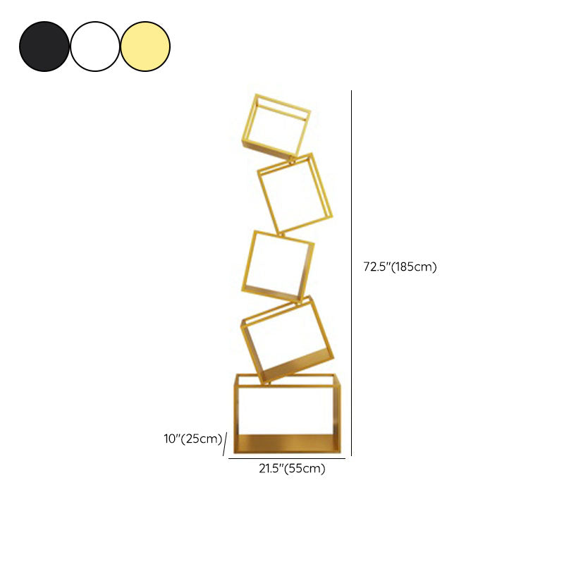 4 Shelves Contemporary Etagere Bookcase Open Back Metal Bookshelf