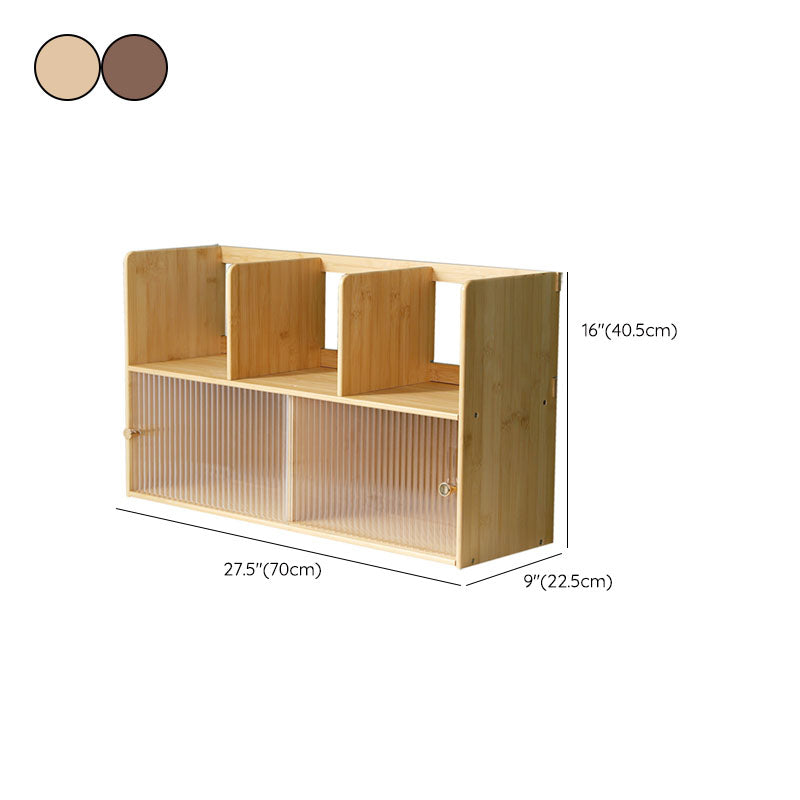 Contemporary Closed Back Bamboo Bookshelf Glass Bookcase for Home and Office