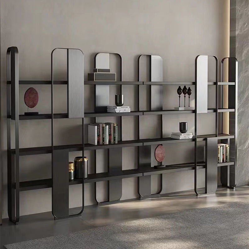 4 Shelves Contemporary Bookcase Standard Metal Open Back Bookshelf
