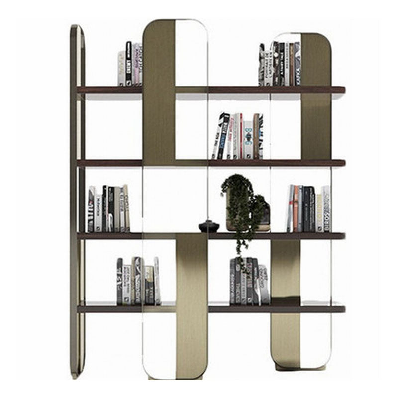 4 Shelves Contemporary Bookcase Standard Metal Open Back Bookshelf